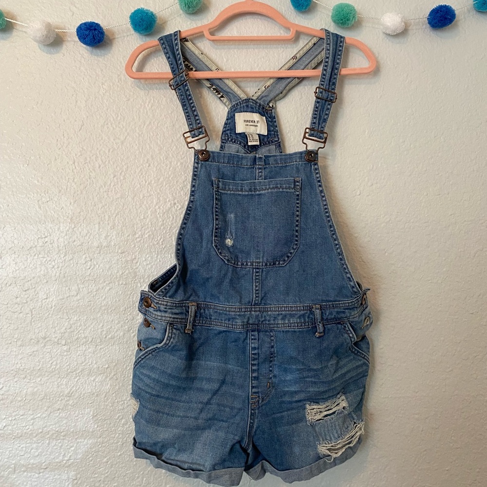 Forever 21 Light Blue Denim Overalls